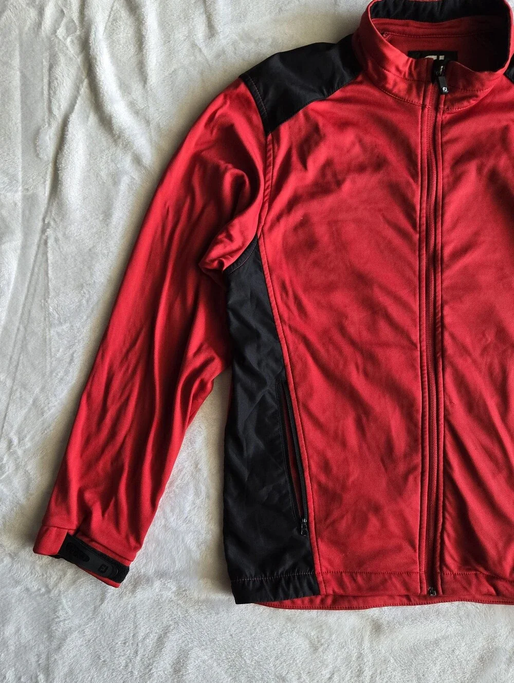 FootJoy FJ Mens Large Dryjoys Windbreaker  Full Zip Red Black Golf Men Small